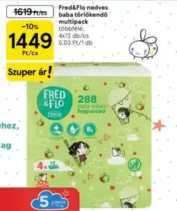 Tesco Fred & Flo nedves baba törlőkendő multipack ajánlat