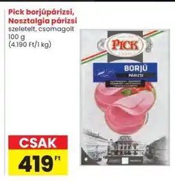Spar Pick borjúpárizsi, Nosztalgia párizsi ajánlat