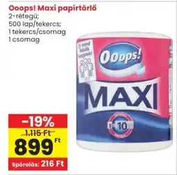 Spar OOOPS! Maxi papírtörlő ajánlat