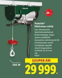 Lidl PARKSIDE Elektromos csörlő ajánlat