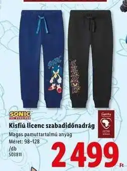Lidl Kisfiú licenc szabadidőnadrág ajánlat
