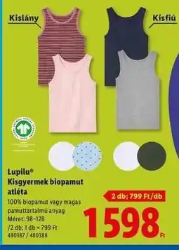Lidl LUPILU Kisgyermek biopamut atléta ajánlat