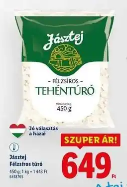 Lidl Jásztej Félzsíros túró ajánlat