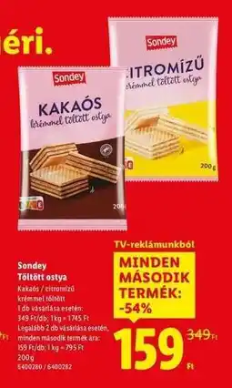 Lidl SONDEY Töltött ostya ajánlat