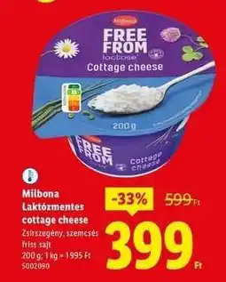 Lidl Milbona Laktózmentes cottage cheese ajánlat