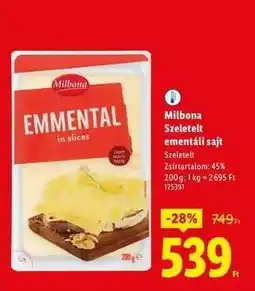 Lidl Milbona Szeletelt ementáli sajt ajánlat