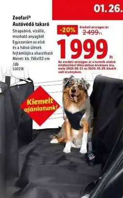 Lidl ZOOFARI Autóvédő takaró ajánlat