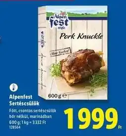Lidl Alpenfest Sertéscsülök ajánlat