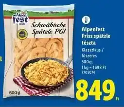 Lidl Alpenfest Friss spätzle tészta ajánlat