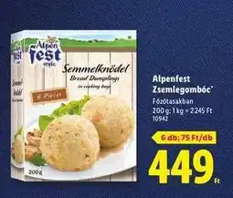 Lidl Alpenfest Zsemlegombóc ajánlat