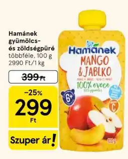 Tesco Hamánek gyümölcs- és zöldségpüré ajánlat