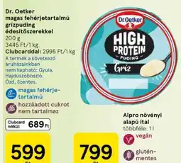 Tesco Dr. Oetker magas fehérjetartalmú grízpuding édesítőszerekkel ajánlat