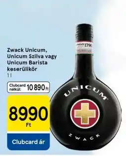 Tesco Zwack Unicum, Unicum Szilva vagy Unicum Barista keserűlikőr ajánlat