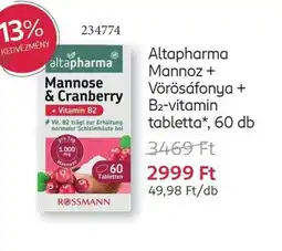 Rossmann Altapharma Mannoz + Vörösáfonya + B2-vitamin ajánlat