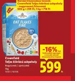 Lidl Crownfield Teljes kiőrlésű zabpehely ajánlat