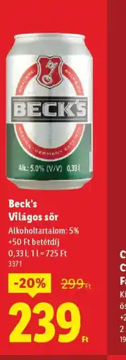 Lidl Beck's Világos sör ajánlat