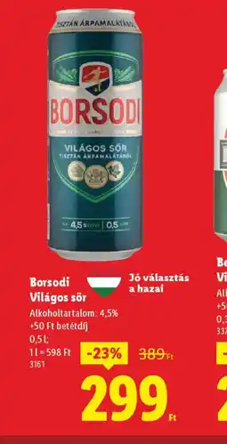 Lidl BORSODI Világos sör ajánlat
