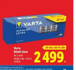 Lidl Varta Alkáli elem ajánlat