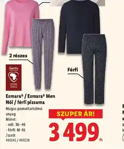 Lidl ESMARA Női / férfi pizsama ajánlat