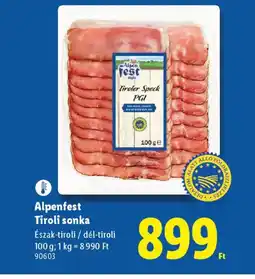Lidl Alpenfest Tiroli sonka ajánlat