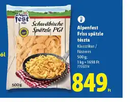 Lidl Alpenfest Friss spätzle tészta ajánlat