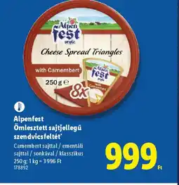 Lidl Alpenfest Ömlesztett sajtjellegű ajánlat