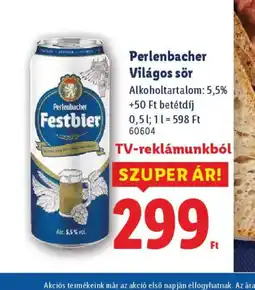 Lidl Perlenbacher Világos sör ajánlat