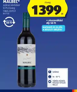 ALDI MALBEC száraz vörösbor ajánlat
