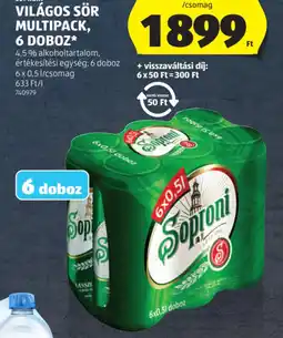 ALDI SOPRONI VILÁGOS SÖR MULTIPACK ajánlat
