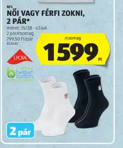 ALDI NFL NŐI VAGY FÉRFI ZOKNI ajánlat