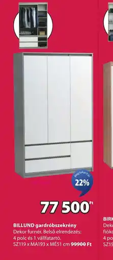JYSK BILLUND gardrbszekrény ajánlat