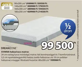 DREAMZONE SVINNA habszivacs matrac