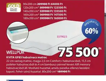 WELLPUR KVITA GF85 habszivacs matrac