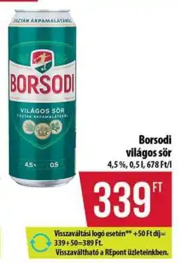 Coop BORSODI Világos sör ajánlat