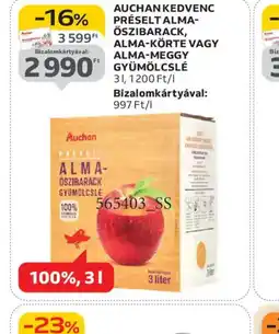 Auchan AUCHAN KEDVENC PRÉSELT GYÜMÖLCSLÉ ajánlat