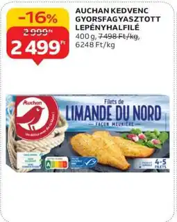 Auchan AUCHAN KEDVENC GYORSFAGYASZTOTT LEPÉNYHALFILÉ ajánlat