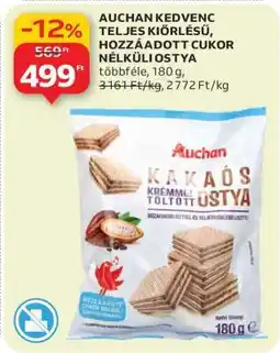 Auchan Auchan Kedvenc Teljes Kiőrlésű, Hozzáadott Cukor Nélküli Ostya ajánlat
