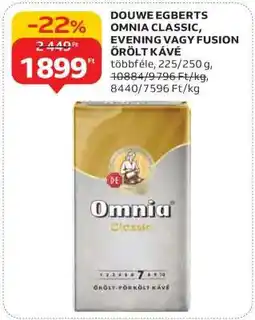 Auchan DOUWE EGBERTS OMNIA CLASSIC, EVENING VAGY FUSION ŐRÖLT KÁVÉ ajánlat
