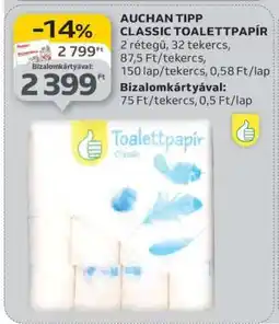 Auchan AUCHAN TIPP CLASSIC TOALETTAPAPÍR ajánlat