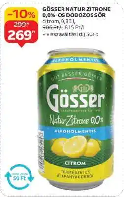 Auchan GÖSSER NATUR ZITRONE 0,0%-OS DOBOZOS SÖR ajánlat