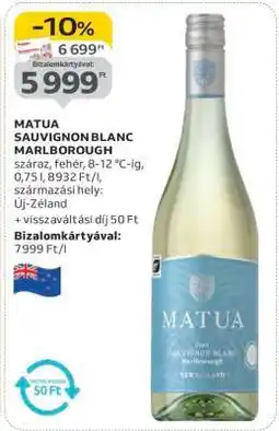 Auchan MATUA SAUVIGNON BLANC MARLBOROUGH ajánlat
