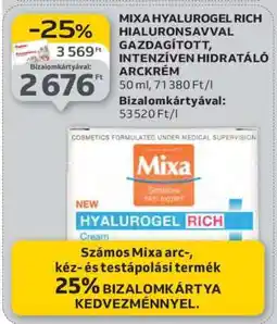 Auchan MIXA HYALUROGEL RICH HIALURONSAVVAL GAZDAGÍTOTT, INTENZÍVEN HIDRATÁLÓ ARCKRÉM ajánlat