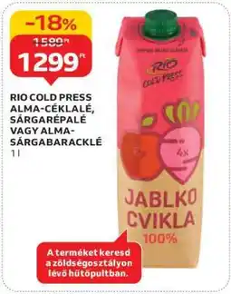 Auchan RIO COLD PRESS ALMA-CÉKLALÉ, SÁRGARÉPALÉ VAGY ALMA-SÁRGABARACKLÉ ajánlat