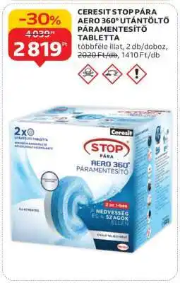 Auchan CERESIT STOP PÁRA AERO 360° UTÁNTÖLTŐ PÁRAMENTESÍTŐ TABLETTA ajánlat