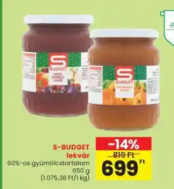 Spar S-BUDGET lekvár ajánlat