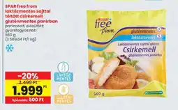 Spar SPAR free from laktózmentes sajttal töltött csirkemell gluténmentes panírban ajánlat