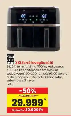 Spar XXL forró levegős sütő ajánlat