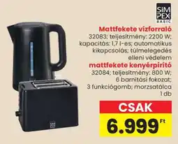 Spar Mattfekete vízforraló és kenyérpirító ajánlat