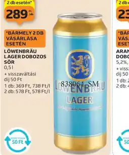 Auchan LÖWENBR Bizalomkártyával:U LAGER DOBOZOS SÖR ajánlat