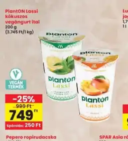 Interspar PlantON Lassi kkuszos vegángurt ital ajánlat